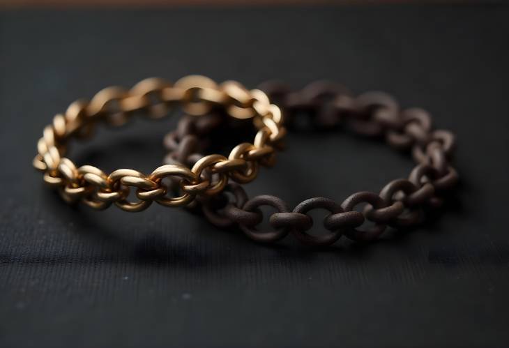 Elegant Chain Bracelets Displayed on Black Charcoal Background